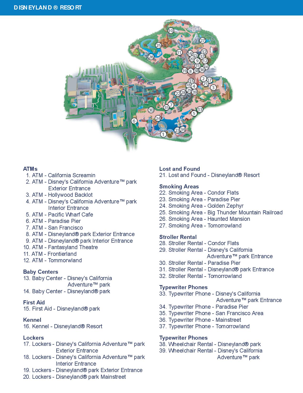 Disneyland Guest Services Map