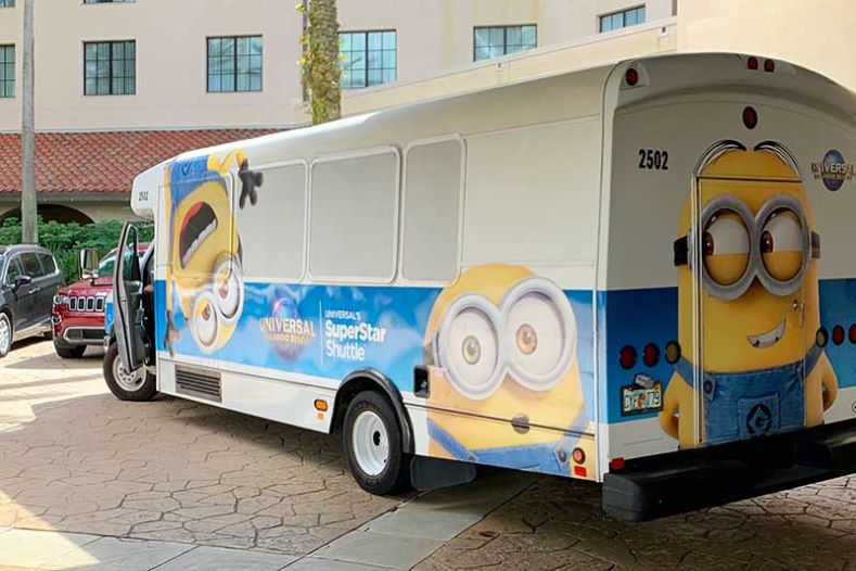 Shuttle Bus at a Universal Orlando hotel