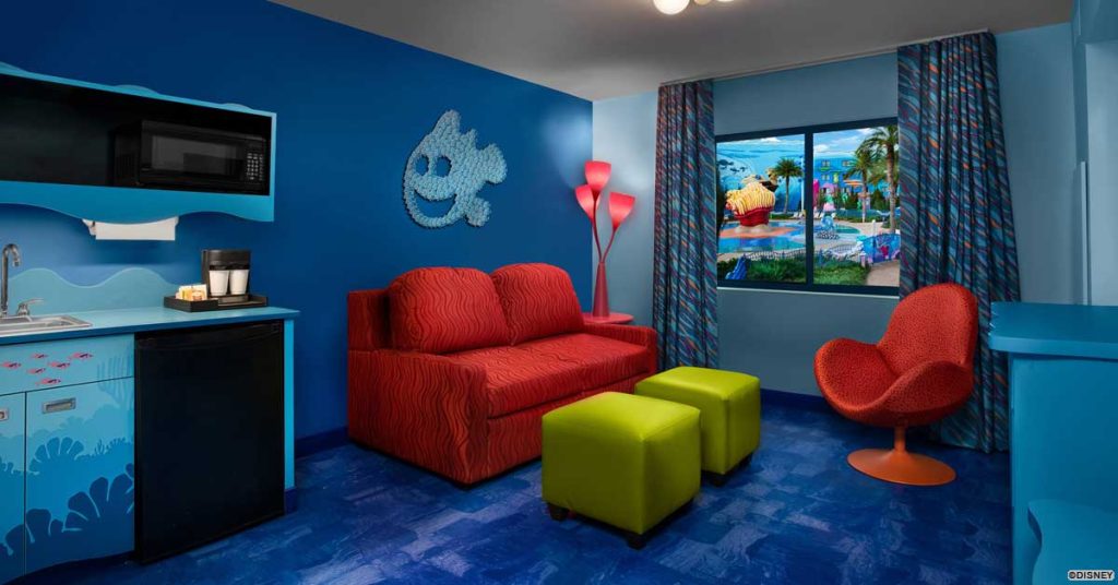 Living Room of a Finding Nemo themed suite