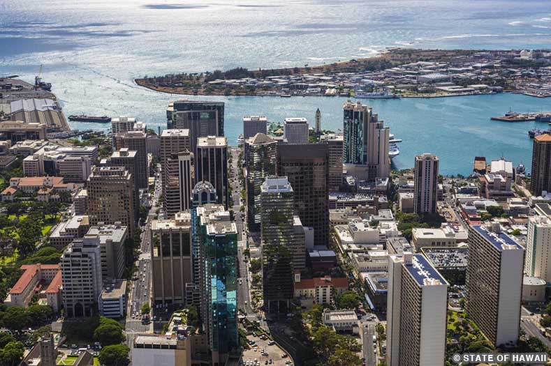 Honolulu Harbor High-Rise Buildings in the Honolulu Harbor