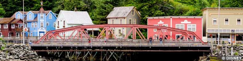 Colorful Buildings and a footbridge in Ketchikan, Alaska | Image © Disney