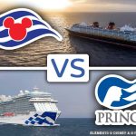 Disney Cruise vs Princess: Image showing the Disney Cruise Line and Princess Cruises logos along with images of their ships