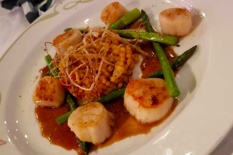 Disney Cruise Food - Scallops seared and served with orzo and vegetables