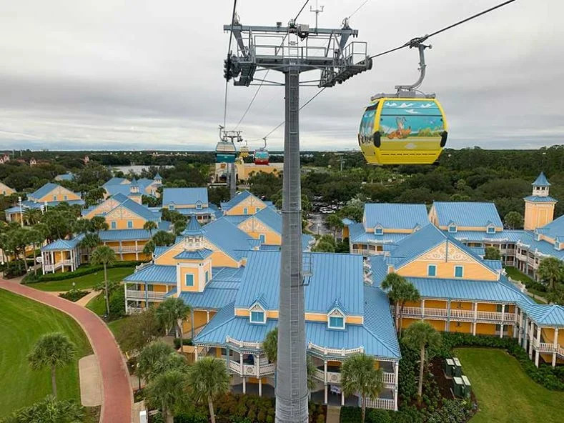 Disney Skyliner over Caribbean Beach