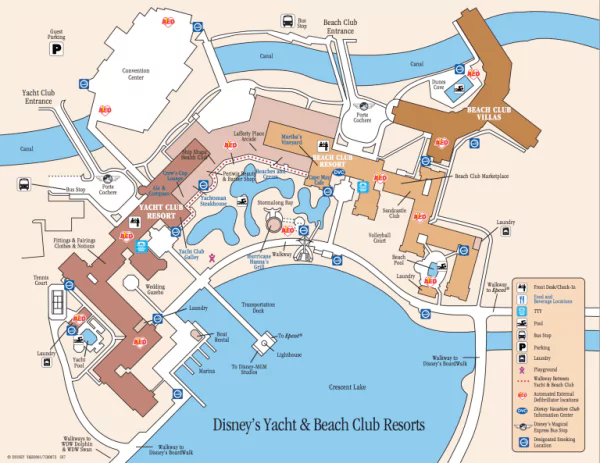 Disney's Beach Club and Yacht Club Resorts Map