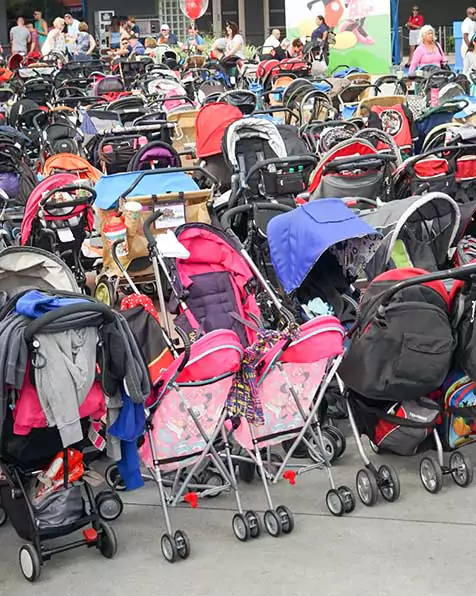 group of strollers at disney world