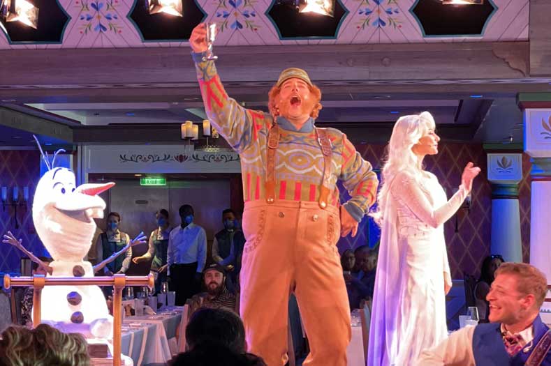 Character Dining on Disney Cruises - Wandering Oaken leads a toast