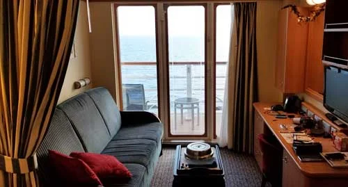A Deluxe Oceanview Stateroom with Verandah on the Disney Dream