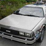 Parking at Universal Orlando: A Delorean vehicle, modified to resemble the vehicle in Back to the Future, sits at Universal Orlando Resort's Universal Studios Florida theme park