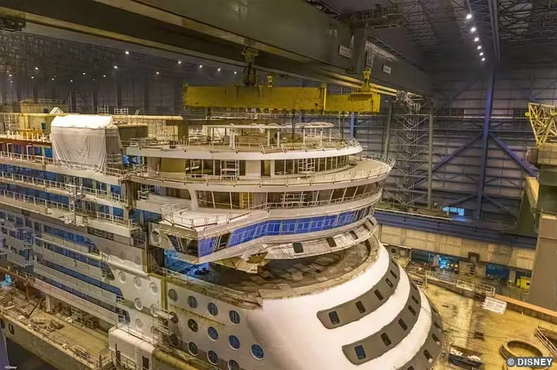The bridge area of the Disney Treasure cruise ship (under construction) is shown in a photo released by Disney