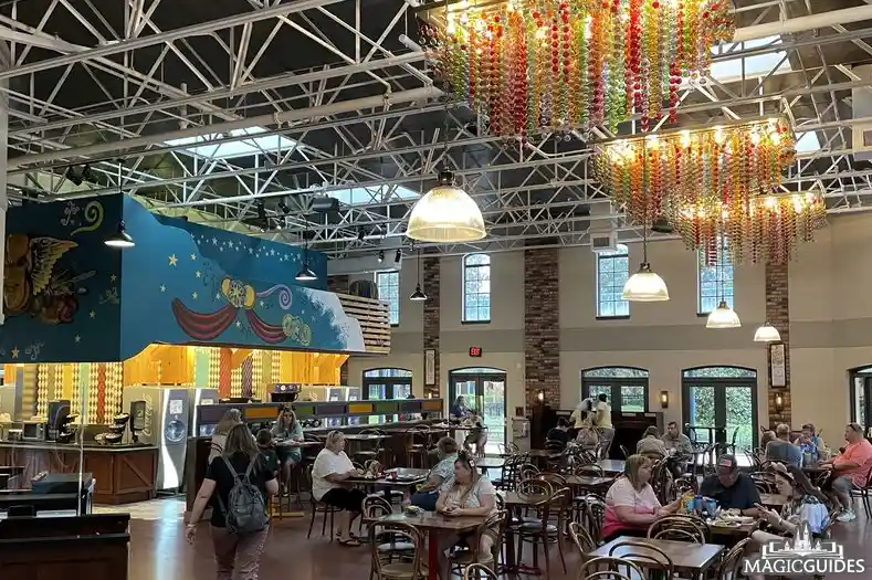 The interior of the Sassagoula Floatworks and Food Factory hotel food court