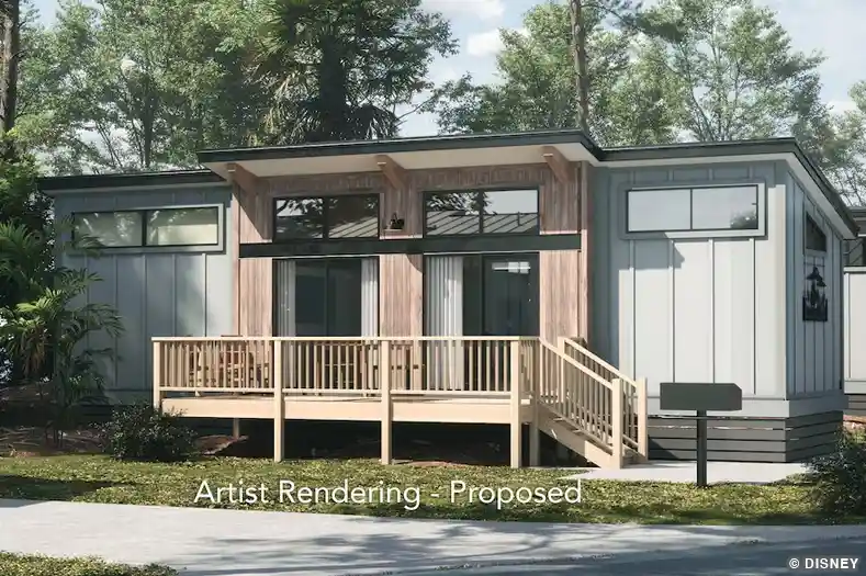 Artist rendering of updated exteriors for Wilderness Cabins