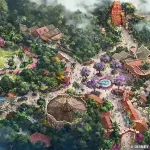 Aerial view concept art for Tropical Americas at Animal Kingdom