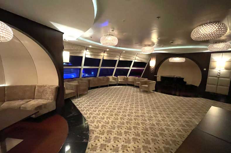 An secluded lounge with deeply rich colors