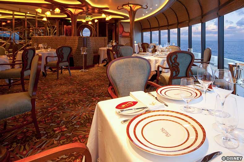 The elegant dining room of Remy on the Disney Dream/Fantasy cruise ships