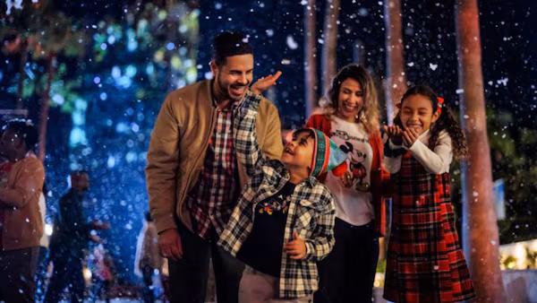 Family at Disney World during the winter